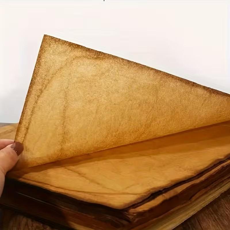 Set of 100pcs Retro Brown Bamboo Fiber Paper, Antique Style Translucent Calligraphy And Painting Paper, Handmade, Semi-Raw Material, Chestnut Plant Dye, Natural Dye, Essential for Handcraft And Calligraphy Enthusiasts, Painting, Art Paper