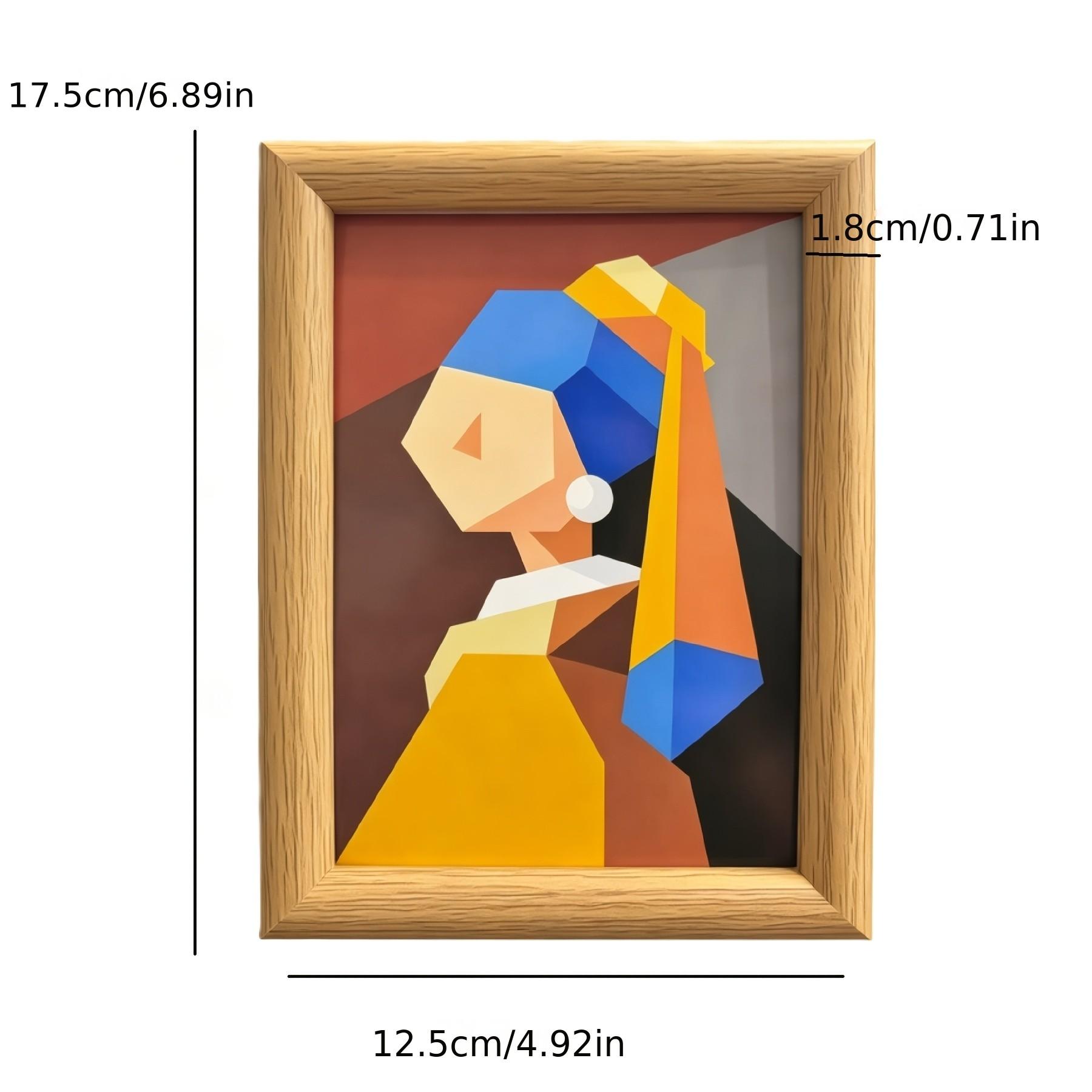 6-Inch Pearl Girl Creative Art, Geometric Abstract Style, Wooden Frame, Wall or Table Display, Home Decor, Birthday, Christmas, Valentine's Gift