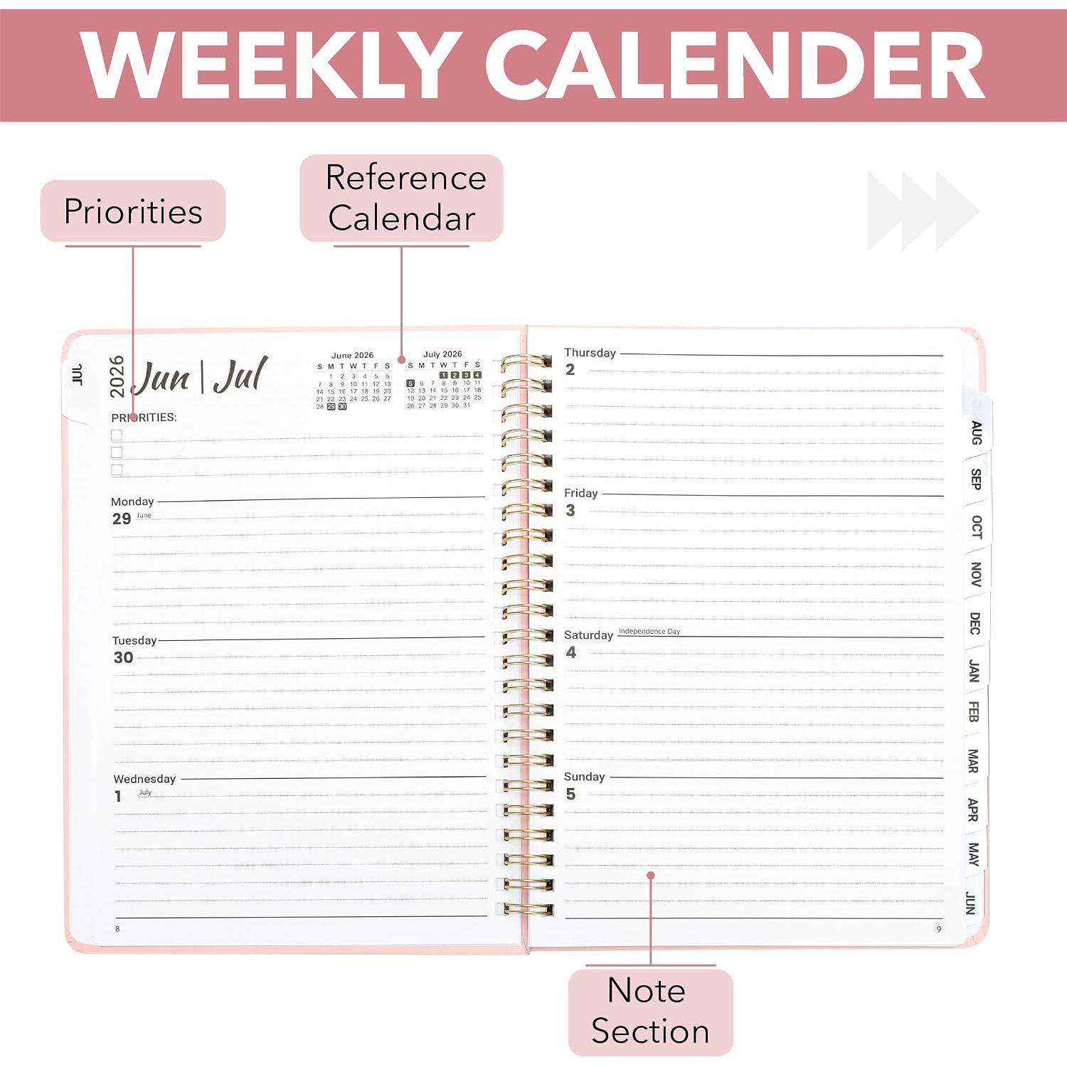 - Planner 2026-2027, A5 (6.2" x 8.5"), July 2026 - June 2027 | Academic Year Monthly and Weekly Calendar Planner with Laminated Tabs, Planning Agenda Book for School & Office Supplies
