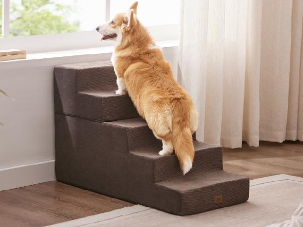 ABCPET Dog Stairs for 40lbs Dog Bed Couch Sofa 35D Foam 3-Step Pet Steps for Small Dogs and Cats Extra Wide 4-Step Non-Slip Bottom Sturdy Support 5-Step Easy Maintenance