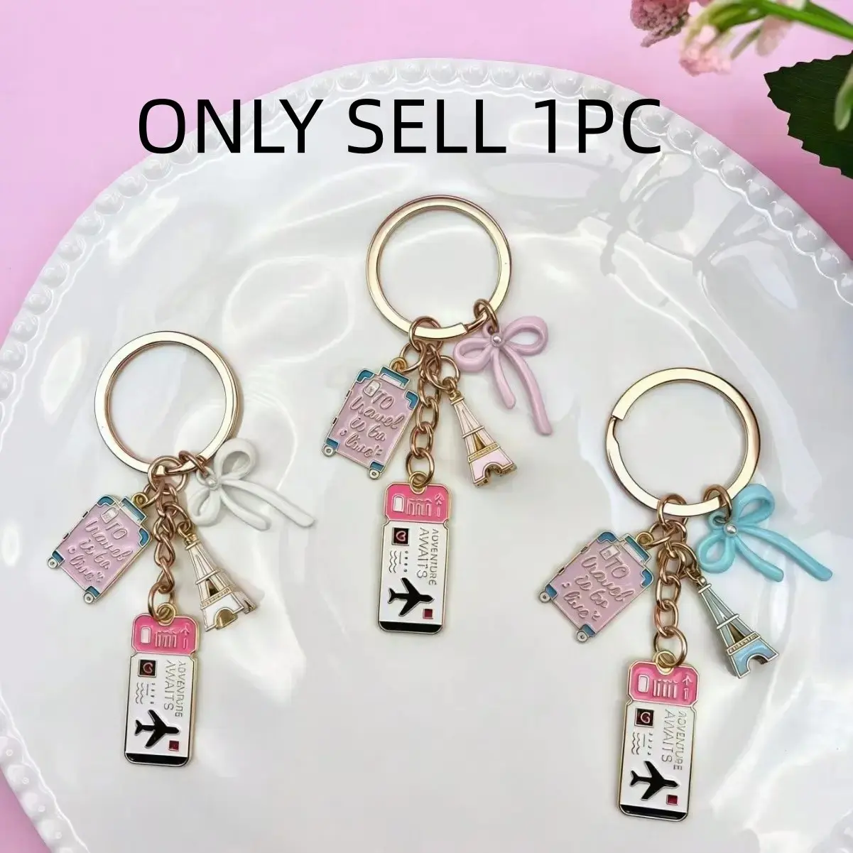 Cartoon Outdoor Plane Ticket Travel Pendant Keychain Accessory, DIY Earrings Keyring Necklace Bag Charm Decorative Item