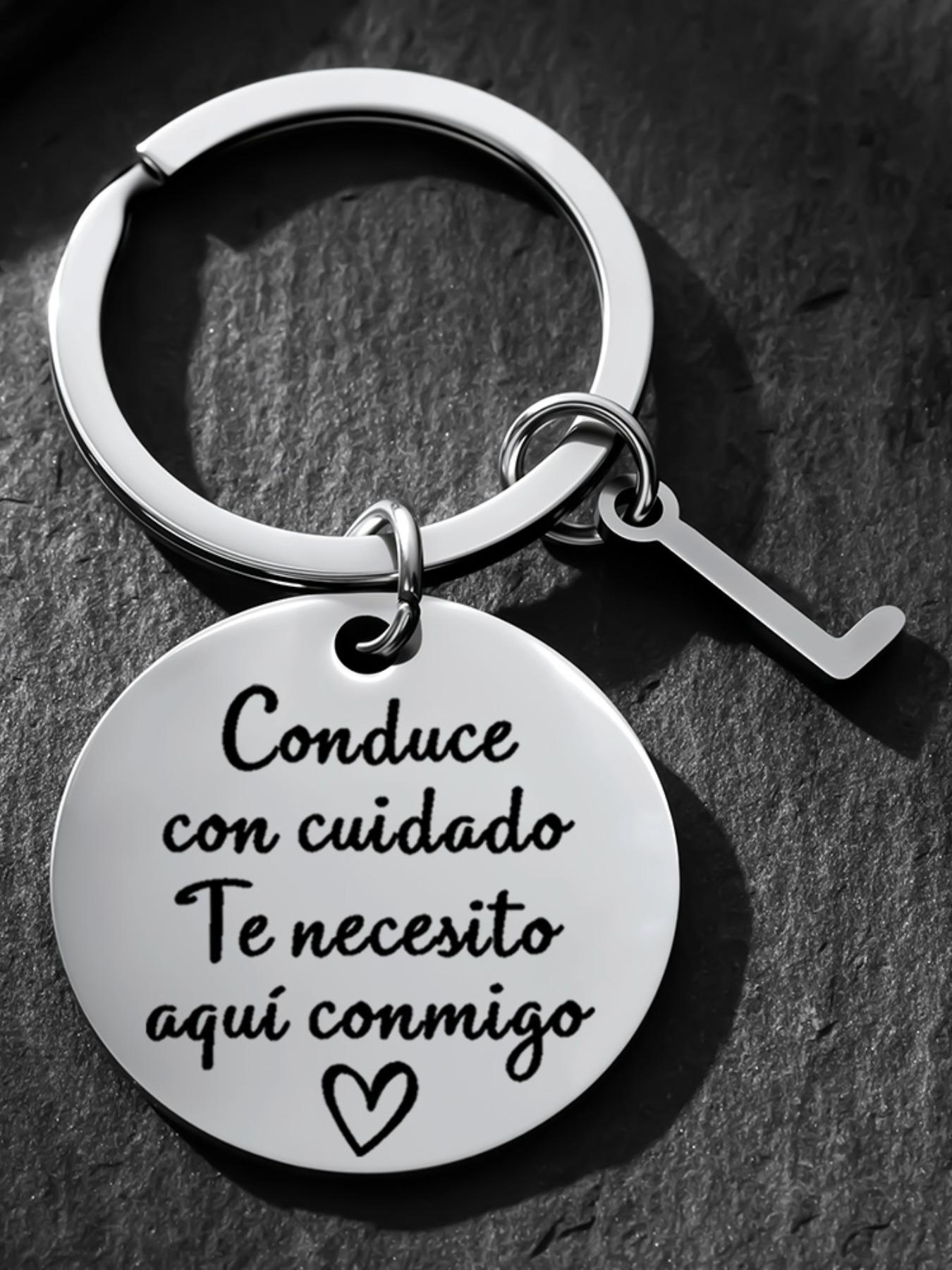 Drive Safe Keychain, Engraved Key Ring, Personalized Initial A, Stainless Steel, Romantic Gift for Boyfriend Husband, Birthday Anniversary Gift