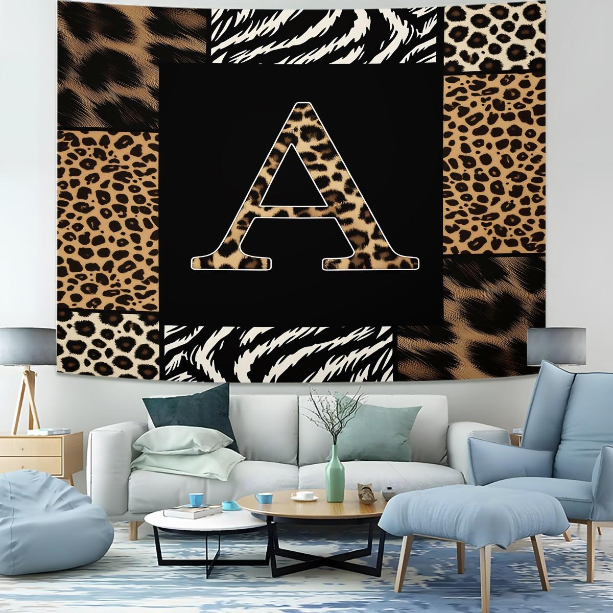 Animal Print Monogram Wall Tapestry, Leopard Zebra Tiger Initial Wall Hanging for Bedroom Dorm, Home Decor Gift for Animal Lovers Animal Print Monogram Wall Tapestry, Leopard Zebra Tiger Initial Wall Hanging for Bedroom Dorm, Home Decor Gift for Anim