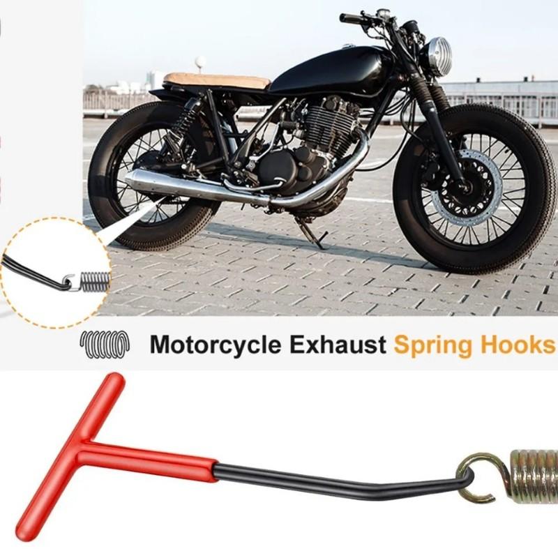 Universal T-Handle Motorcycle Exhaust Spring Puller, 2-In-1 Installer & Removal Hook, Heavy-Duty Exhaust Pipe Repair Tool