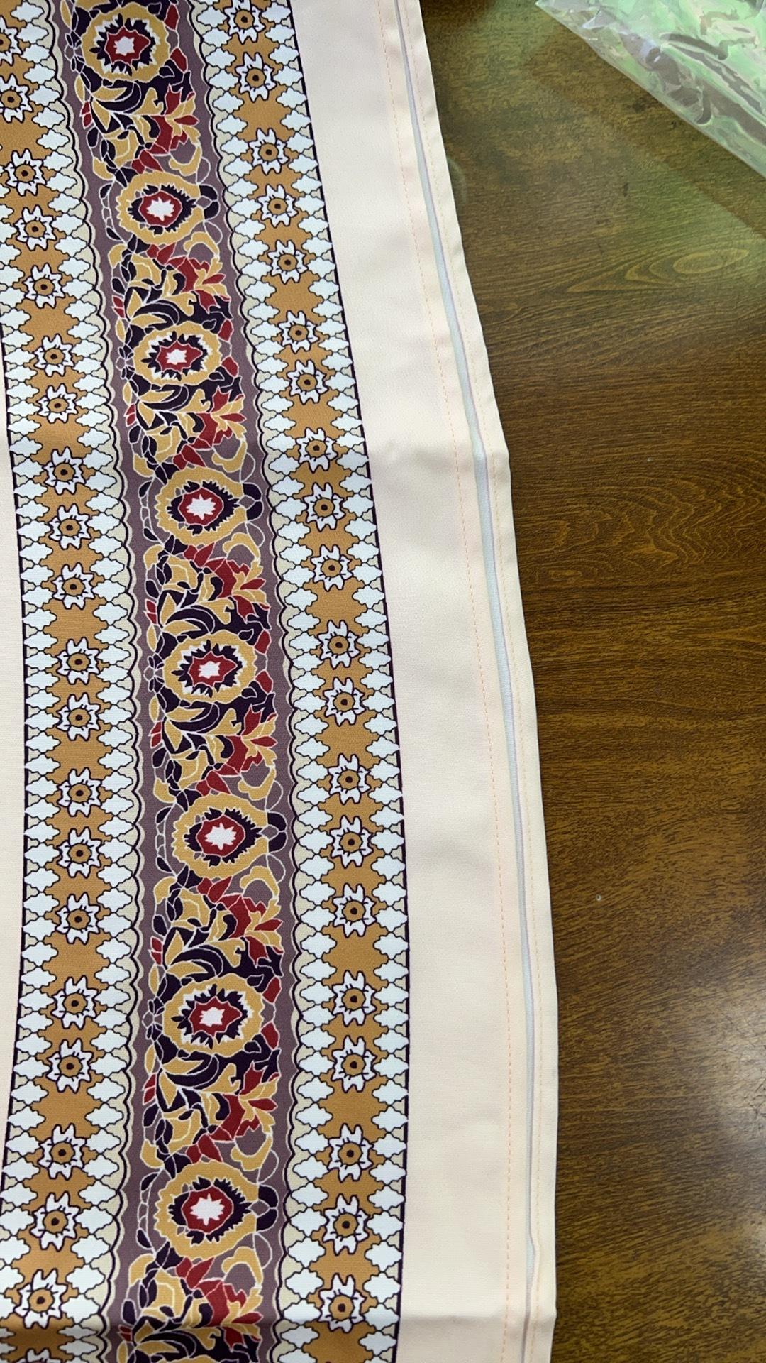 Muslim Dress Round Neck Printed Rhinestone Beaded Loose A-Line Long Robe