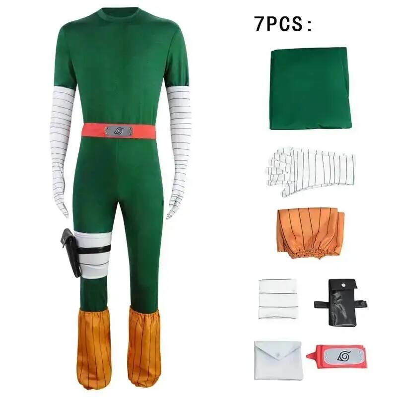 Aboutcos Anime Rock Lee Cosplay Costume Jumpsuit Outfits Halloween Carnival Suit
