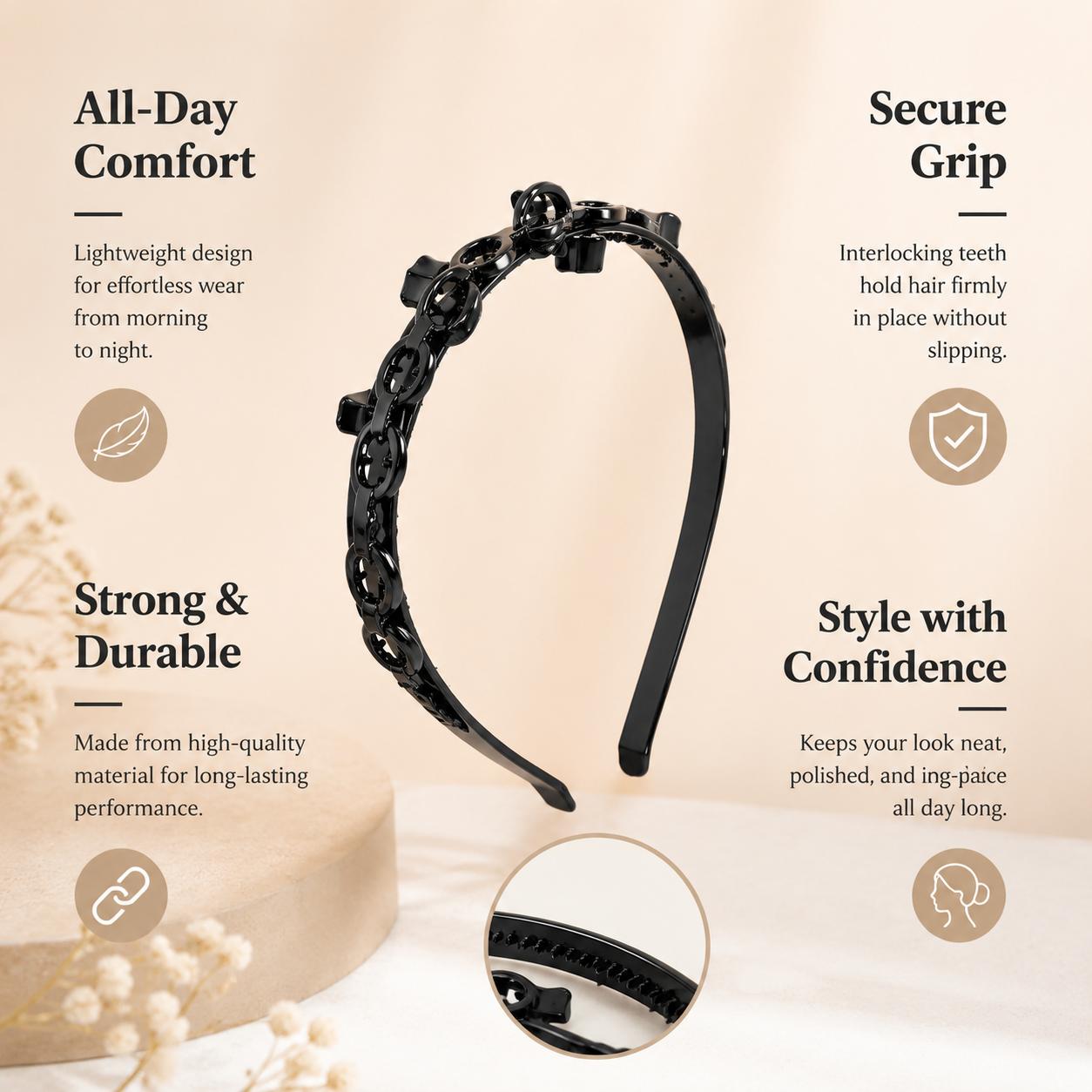4-Pack Soft Double-Layer Twist Plait Headbands Featuring Non-Slip Flexible Clips for Skincare, Makeup Application, Daily Use, and Tension-Free Hair Styling — Breathable Braided Design Suitable for All Hair Types and Sensitive Scalps