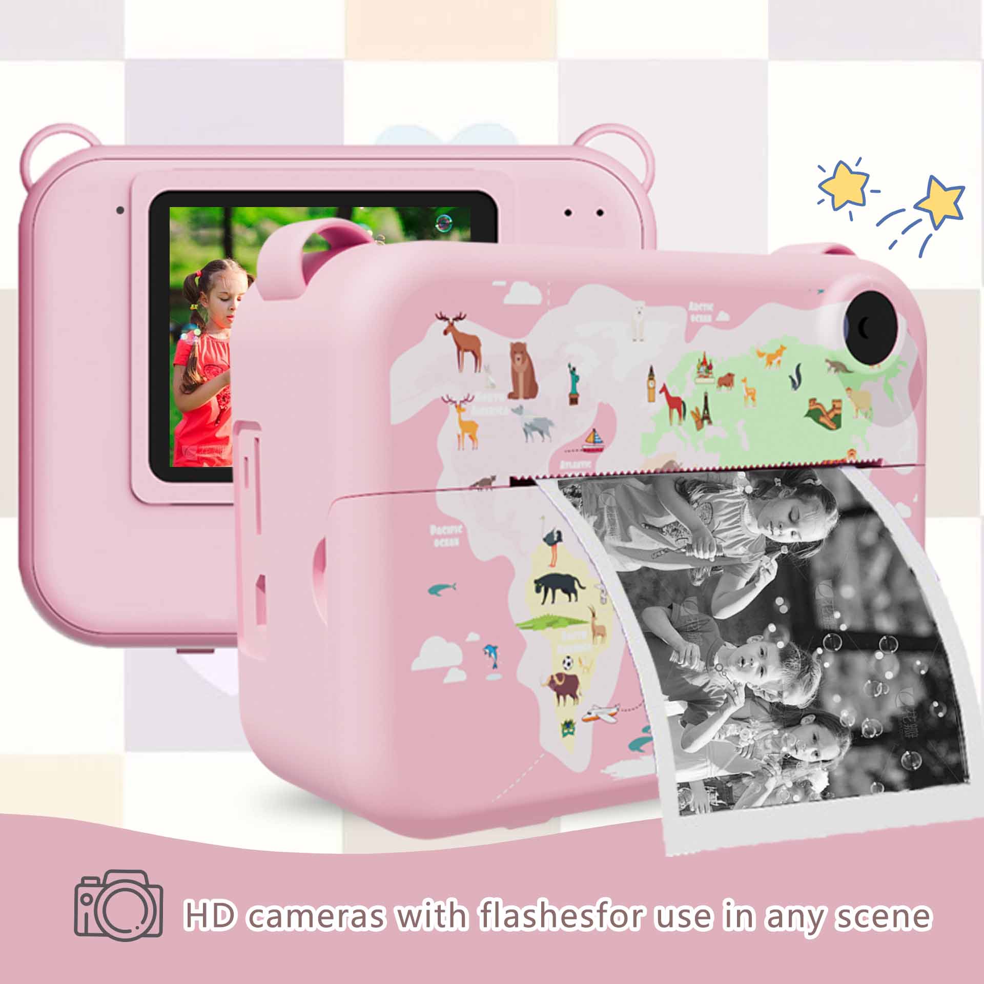 Instant Camera for Kids, 1 Set Digital Camera, Kids Video Camera, Child Selfie Camera Toy, Instant Cameras That Print Photos, Birthday Gifts for Boys and Girls, Printer Camera