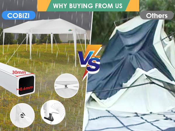 COBIZI 10x20 Pop Up Canopy Tent with Removable Sidewalls & Carry Bag for Parties、Beach、Camping、Wedding