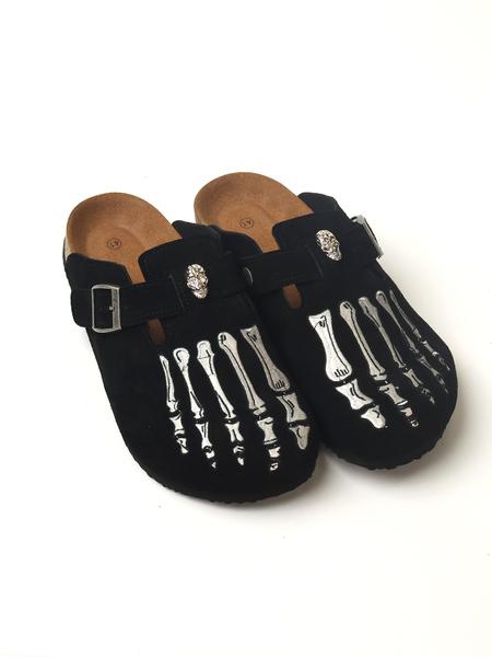 Men's Clogs muller shoes Classic Clogs Halloween Bone Sandals Half Slipper, Cowhide Leather Upper, Rubber Sole, Casual Style, Round Toe, All Seasons Footwear