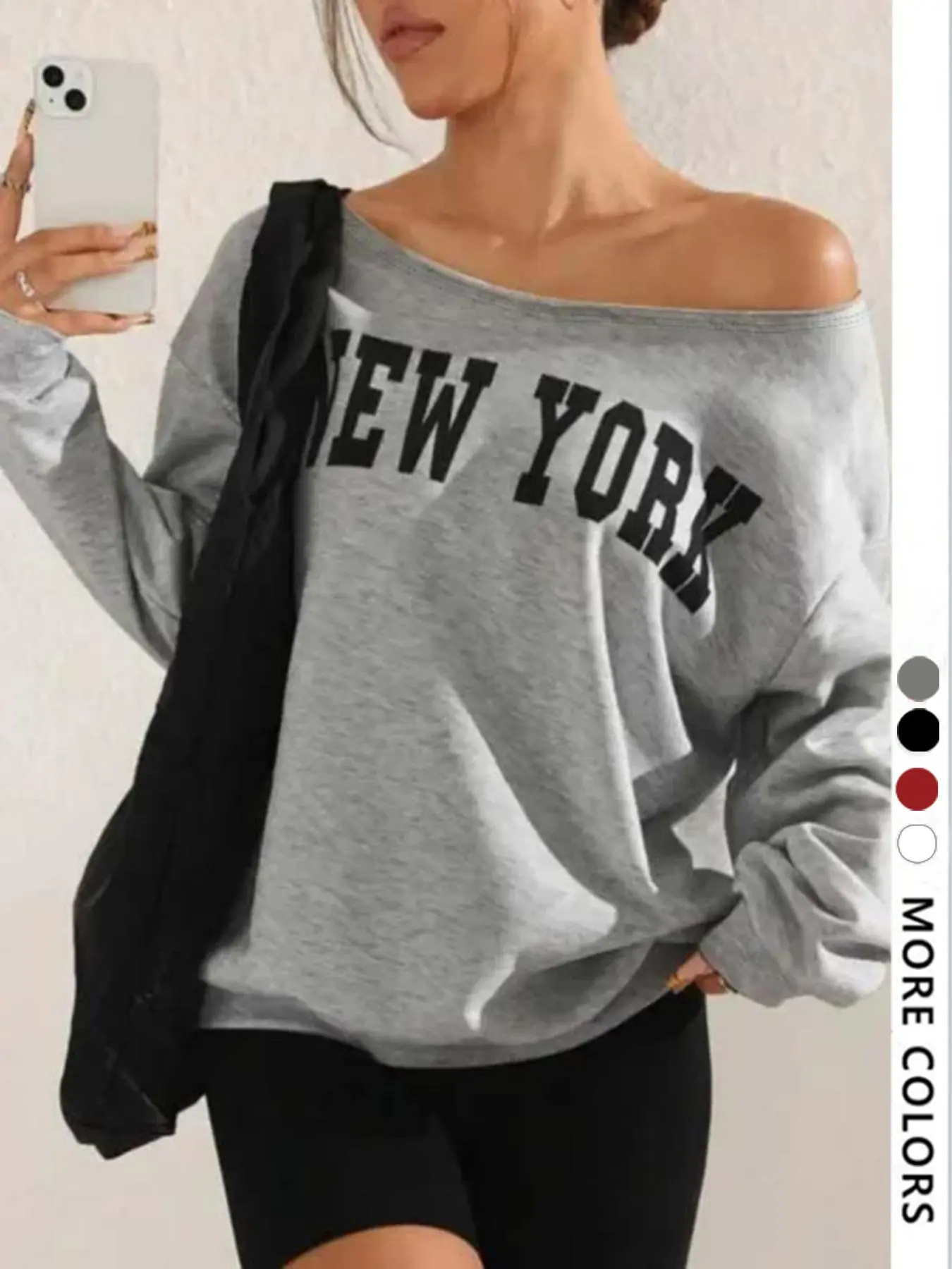 Women's Casual Loose-Fit Letter Print Sweatshirt, Comfortable Home Wear, Spring & Fall Fashion, Essential Wardrobe Staple
