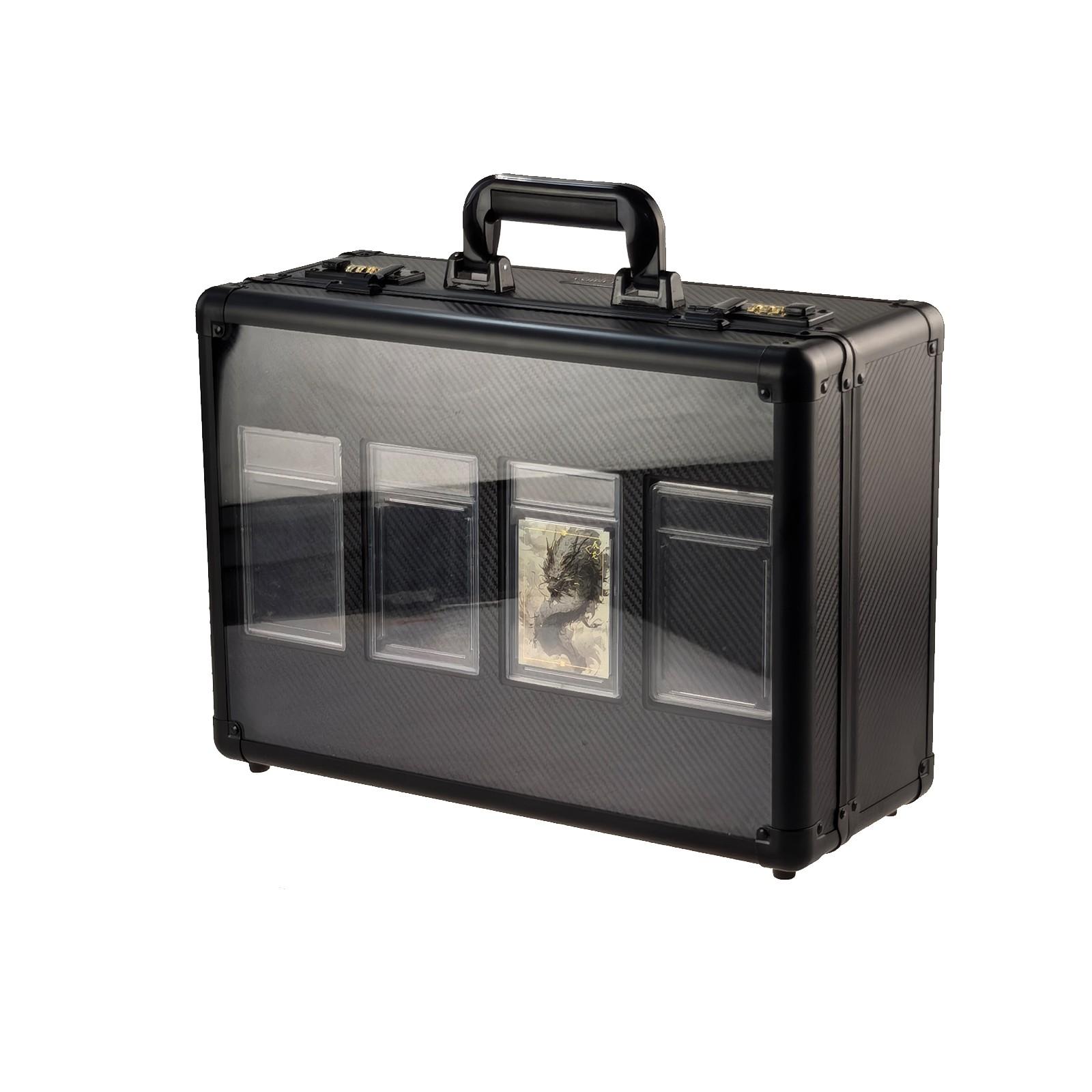 Aluminum Alloy Frame Trading Card Holder, Psa Display Top, Carbon Fiber Pattern, Password Lock, Sports Star Anime Game Card Manager