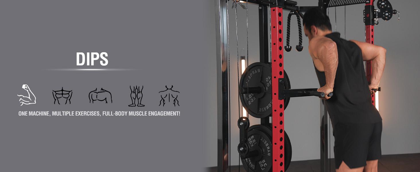 MIKOLO Power Cage, 2000LB Squat Rack, Dual Pulley Cable Crossover System, Multi-function Free Weight Home Gym Workout Machine with AttachmentsMIKOLO