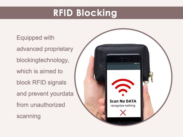 Genuine Leather Mini Compact Purse, RFID Credit Card Holder, Businese Card Case, RFID Blocking Chain Wallet for Women