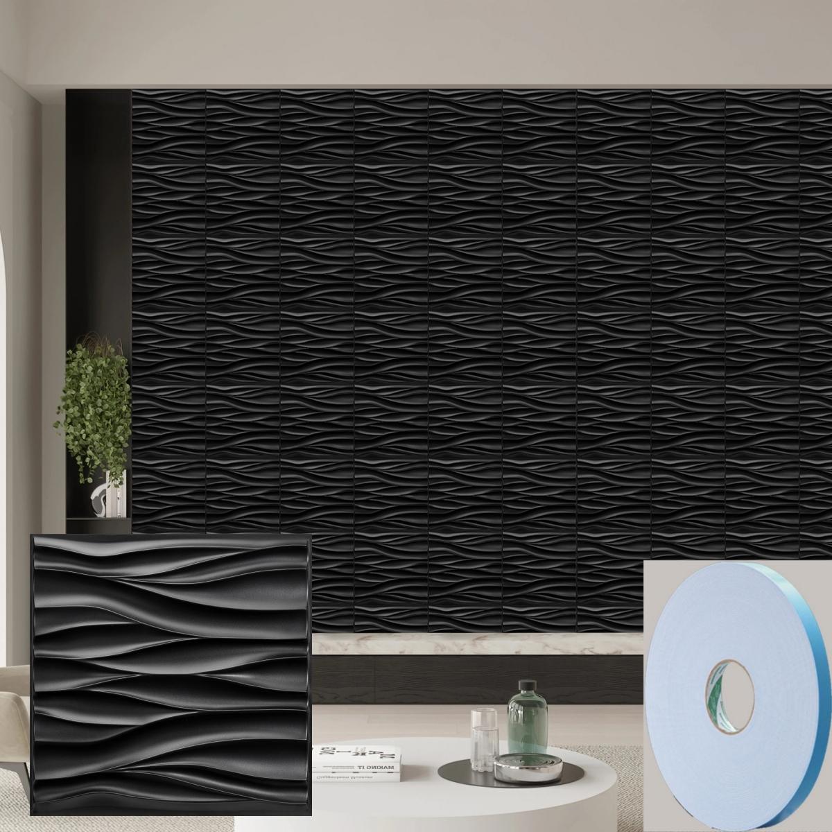 Kuujojo 20/30pcs Self Adhesive 3D PVC Wall Panels, 11.8x11.8in Diamond Wall Trim, Indoor Home Improvement Building Supplies with Tape, Self Adhesive Panels