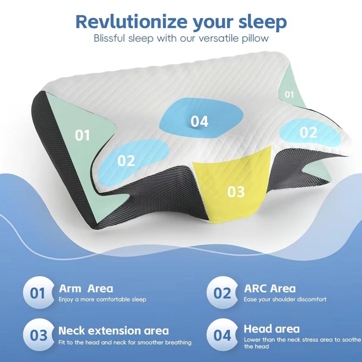 Memory Foam Soft Neck Pillow, 1 CountComfortable Neck Support Pillow and Neck RestCushion for Sleeping, Supportive Memory Foam