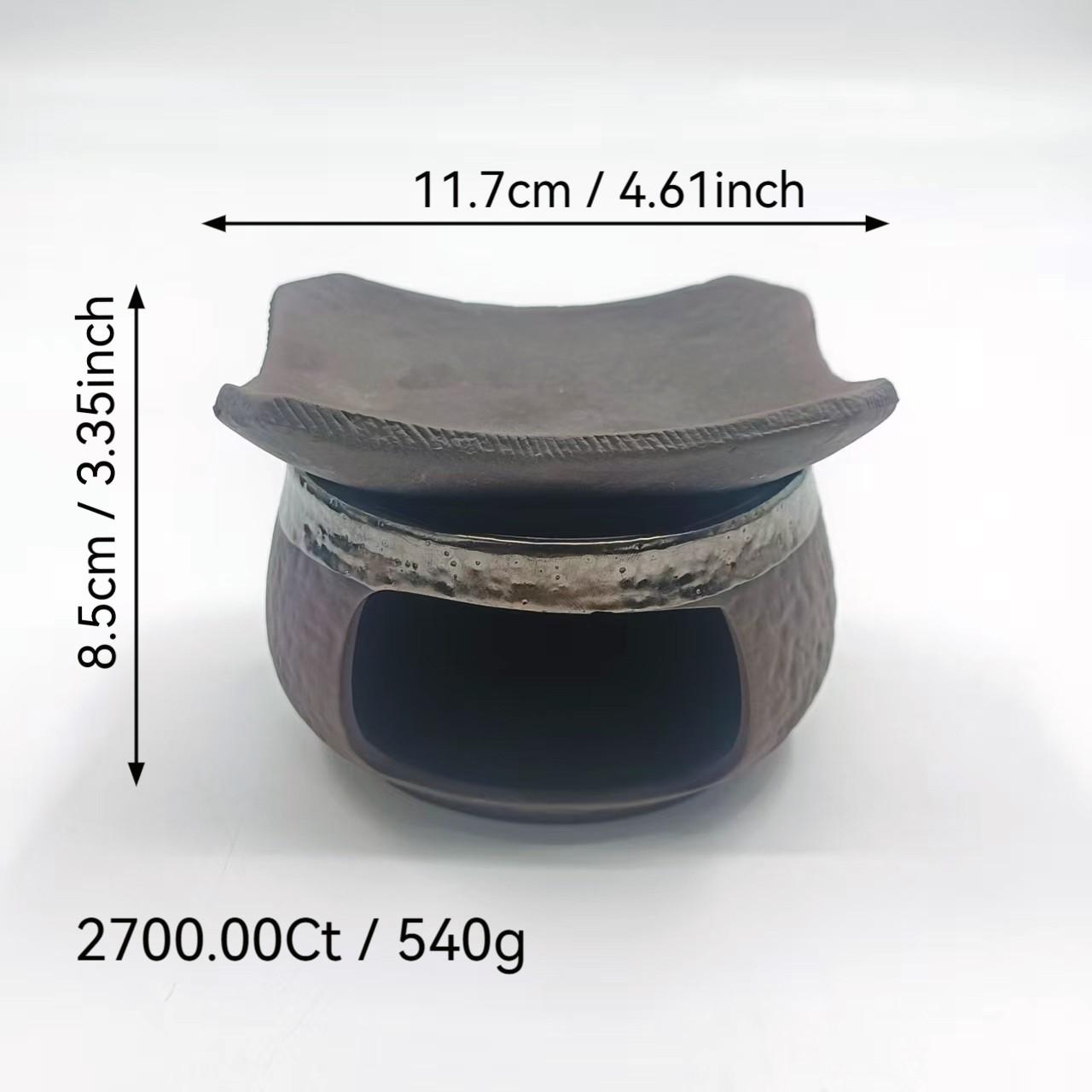 Rustic Solid Stone Texture Incense Burner, Dark Handmade Coarse Ceramic Diffuser, Home Bedroom Essential Oil Warmer, Calming Healing Atmosphere