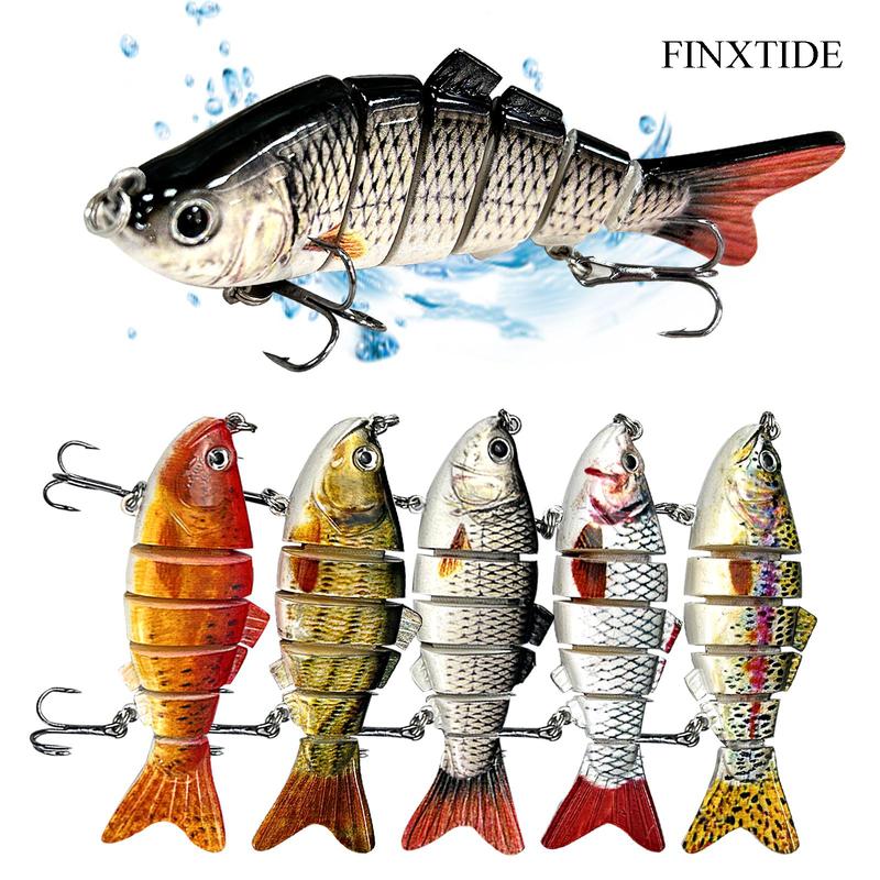 FINXTIDE 5 Pieces/set Fishing Lures Set Multi Segments Jointed Hard Bait 3.9in/0.56oz,Bionic Hard Fishing Bait Suitable for Fresh Water and Saltwater,Sinking Lifelike Swimbait Outdoor Fishing Equipment for Dealsforyoudays Perfect for Beginners