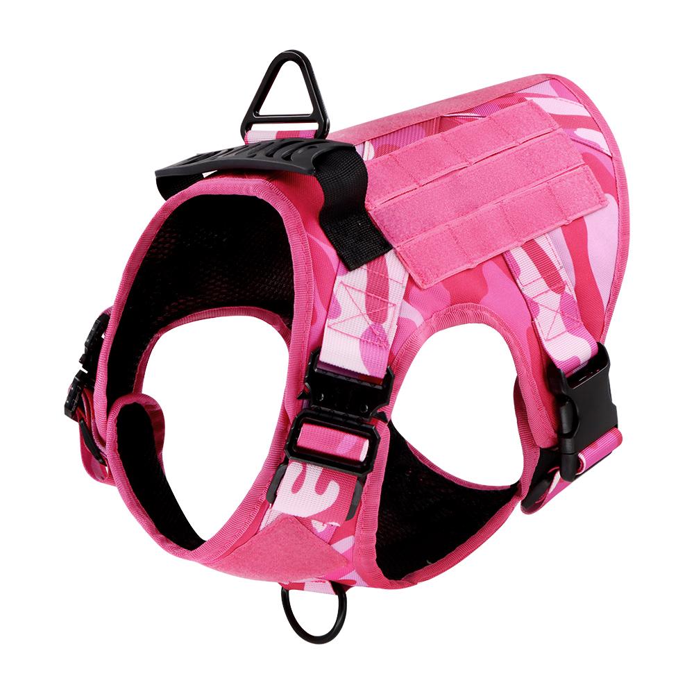 Pink Camo Tactical Dog Harness for Small Medium Large Dogs No Pull Adjustable K9 Working Training Easy Control Pet Vest Military Service Harnesses