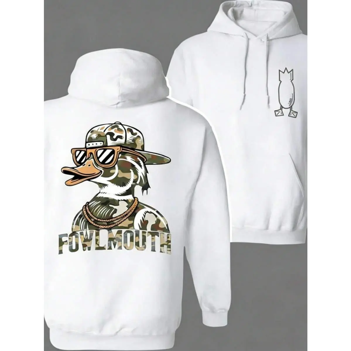Duck Hunting Pattern Hoodie, Waterfowl Hunter Outfit Hoodie, Retro Wooden Duck Pattern Pullover Hoodie, Retro Duck Hunting Streetwear Gift Hoodie