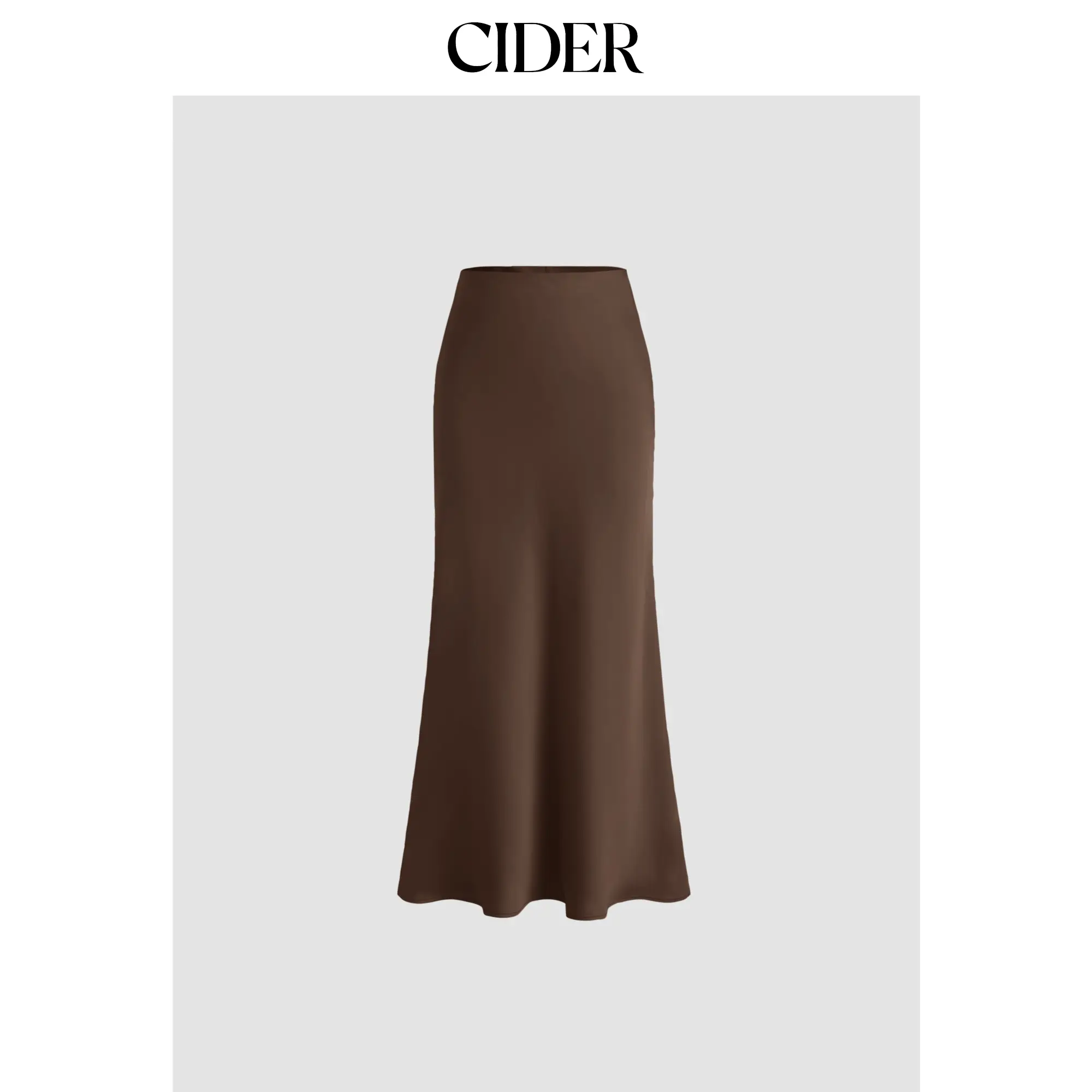Cider Satin Mid Rise Ruffle Bias Maxi Skirt