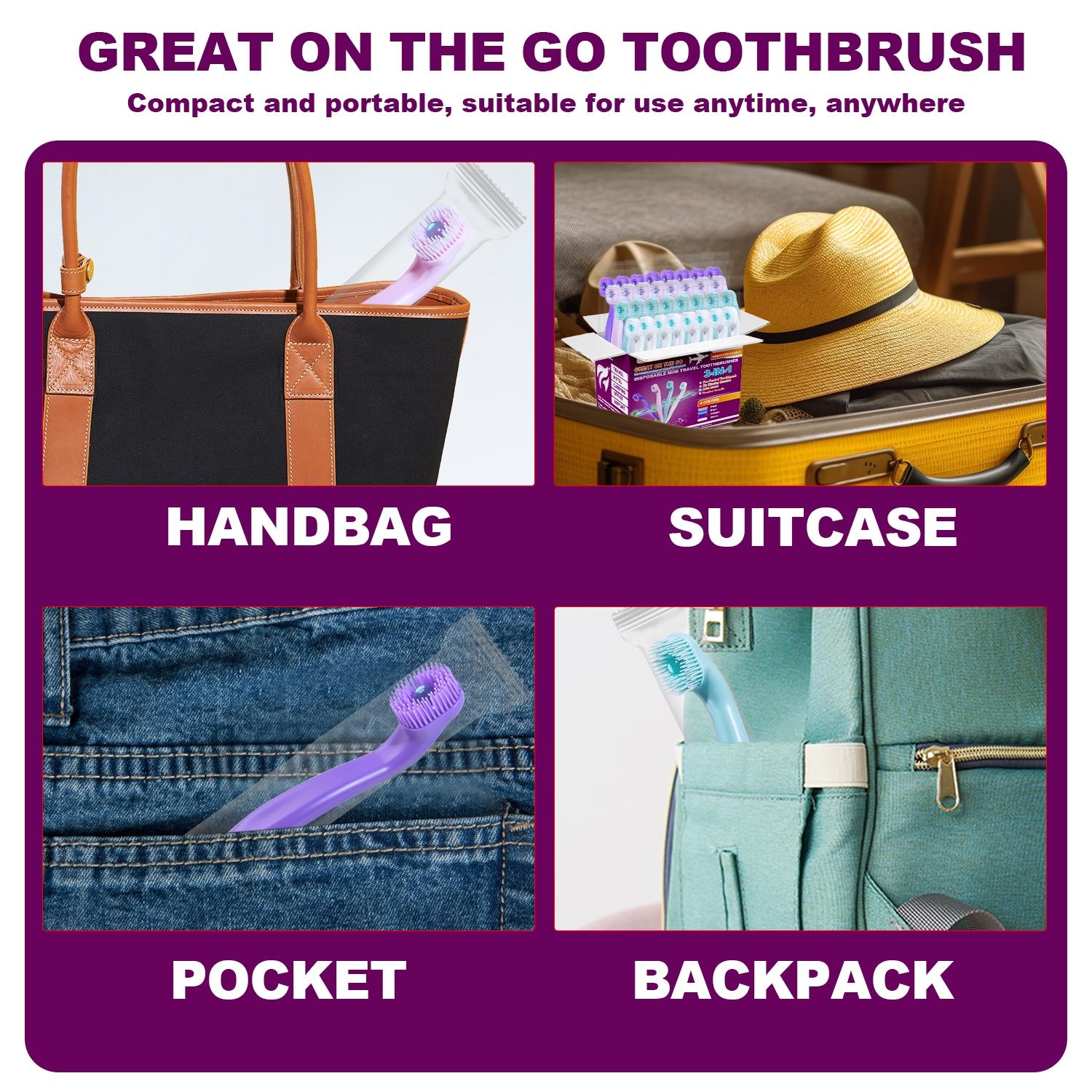 3-in-1 toothbrush, 48 disposable toothbrushes, mini travel toothbrush ...