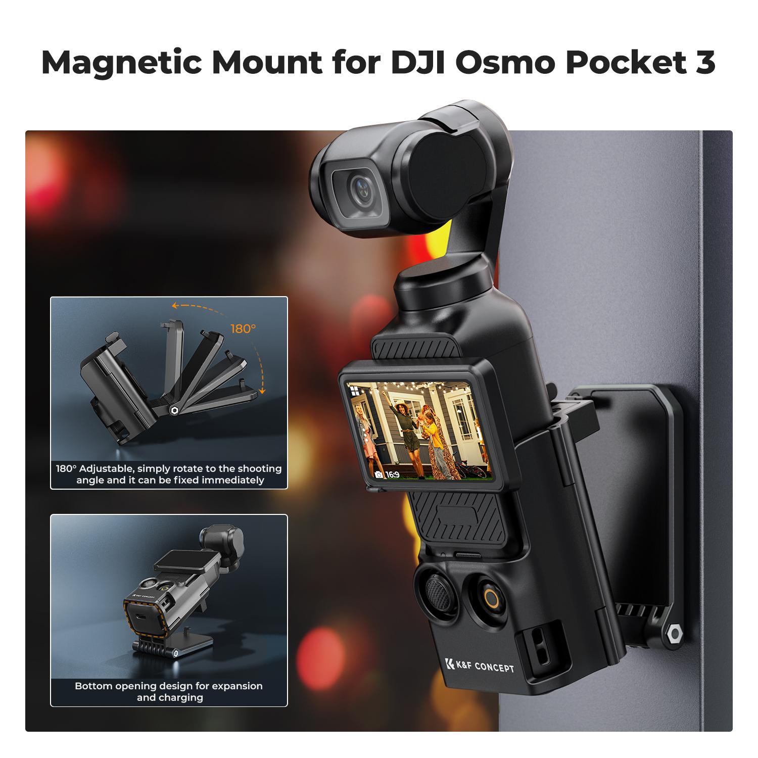 【K&F CONCEPT】 Magnetic Mount Compatible with DJI Osmo Pocket 3, Desktop Support Base Bracket Stand Expansion Adapter, Pocket 3 Multi-Function Magnet Suction Expand Frame Accessories