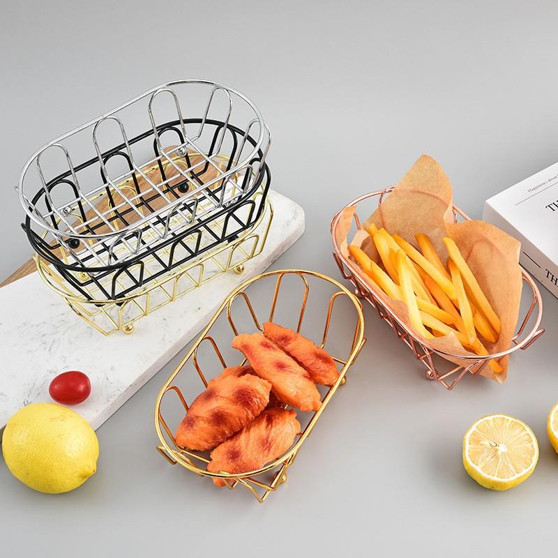 Creative Iron Food Storage Basket, Snack Tray, Fruit Rack, Durable and Sturdy, Ideal for Kitchen, Office, Restaurant, Home
