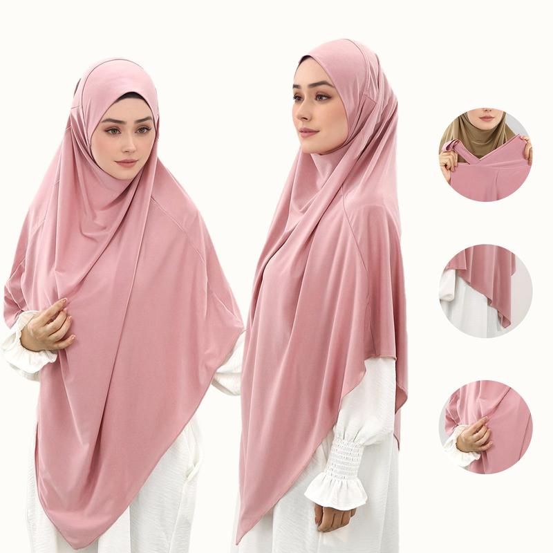 Women's Stretchable Lace-Up Instant Jersey Hijab, Stretchy Soft Elastic Fabric Headscarf Suitable for Various Occasions, Modest Design