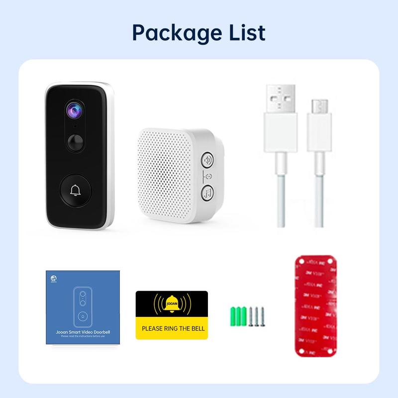 【2026 Flash Sale 】JOOAN Free Cloud Storage 2K Doorbell Camera, 2.4G WiFi Only Smart Wireless Charging Camera, Supports: Human Detection, Motion Detection, Two-Way Audio, Night Vision, Instant Alarm, Indoor And Outdoor Apartment Surveillance Cameras