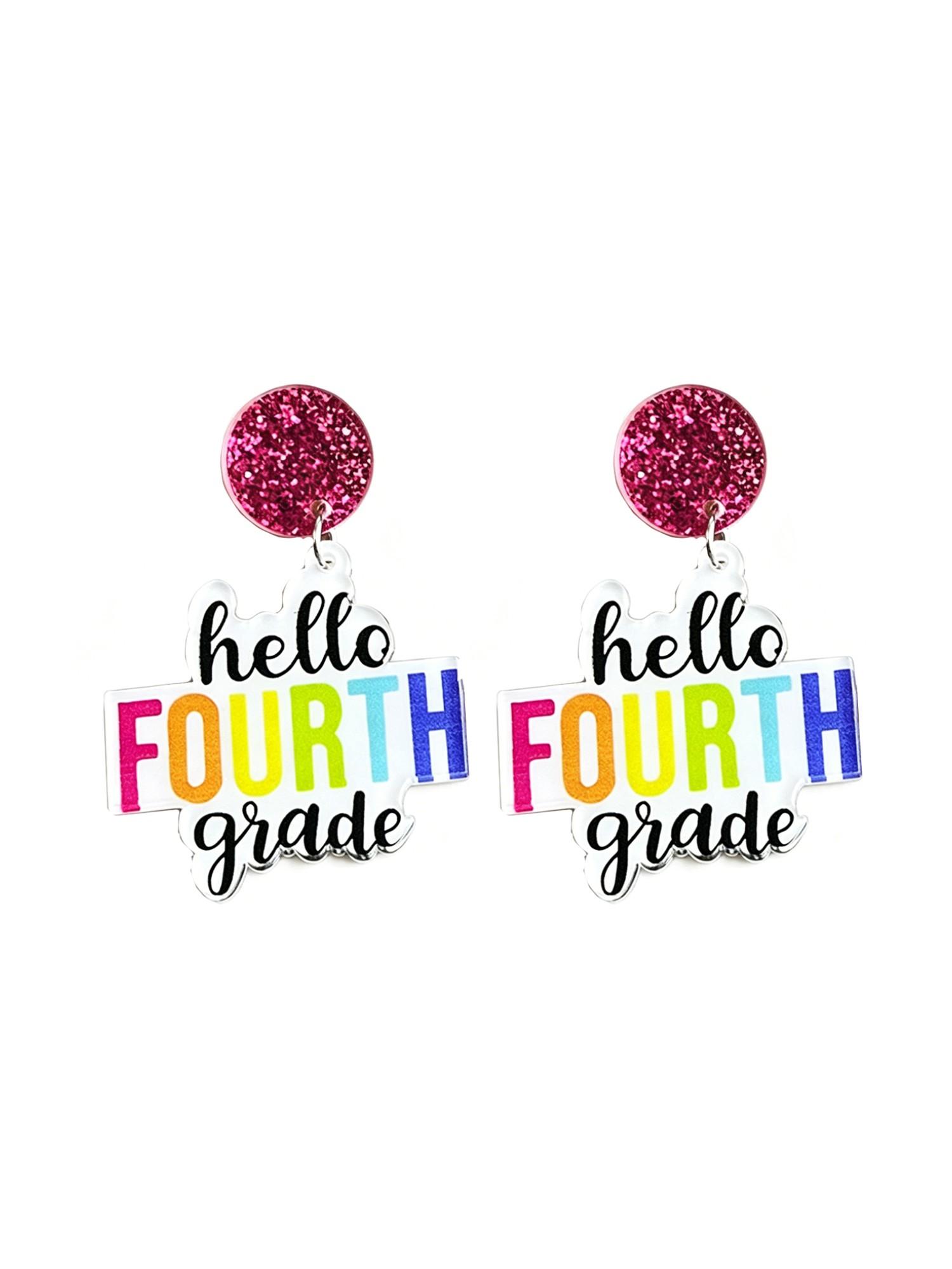 European and American Style Teacher Drop Earrings, Colorful Simple Text Sparkling Student Ear Rings, All Seasons Preppy Fashion Jewelry