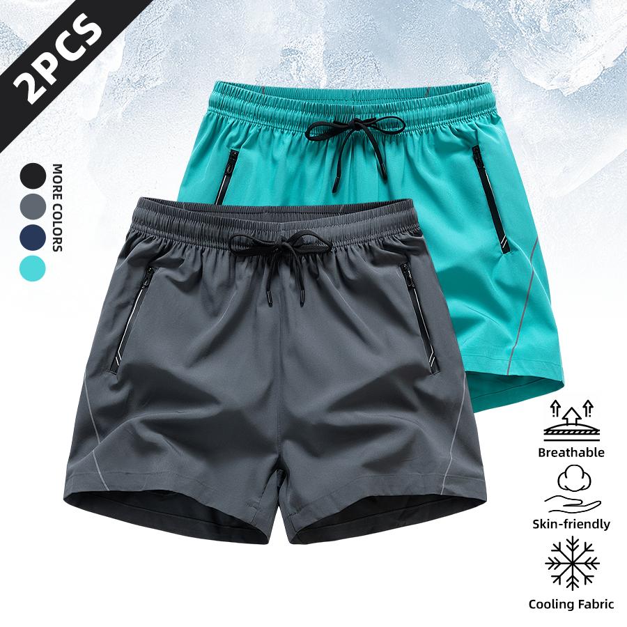 Men’s 4-Pack Quick Dry Athletic Trouser Shorts , Breathable Plain Gym Shorts with Zipper Pockets & Adjustable Drawstring, Big & Tall Cargo Menswear Activewear with Reflective Trim for Running, Workouts & Outdoor Training outdoorfun