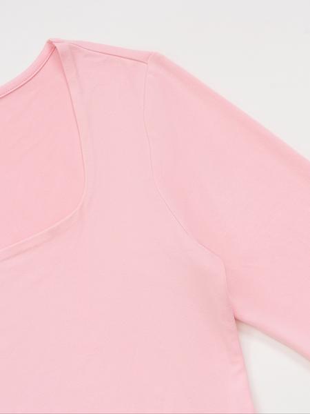 Women's Long Sleeve Square Neck Slim-Fit Breathable T-Shirt, Cute Style, Moderate Fabric Thickness, All Seasons Wear, Comfortable & Stylish Design