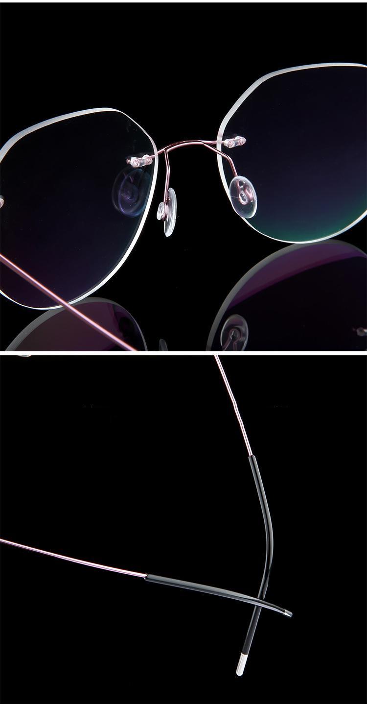 Rimless Titanium Alloy Polygon Anti Blue Light Reading Glasses Men Women Memory Metal Boundless Prescription Optical Glasses