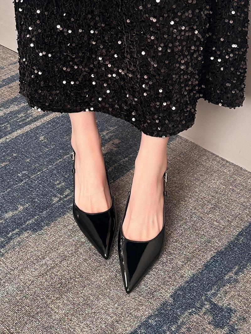 Fashionable Pointed Toe Back Empty High Heel Single Shoes, Fashionable Heeled Sandals, Elegant Stiletto Heels for Party, Daily Clothing Decor, for Women & Girls, Footwear