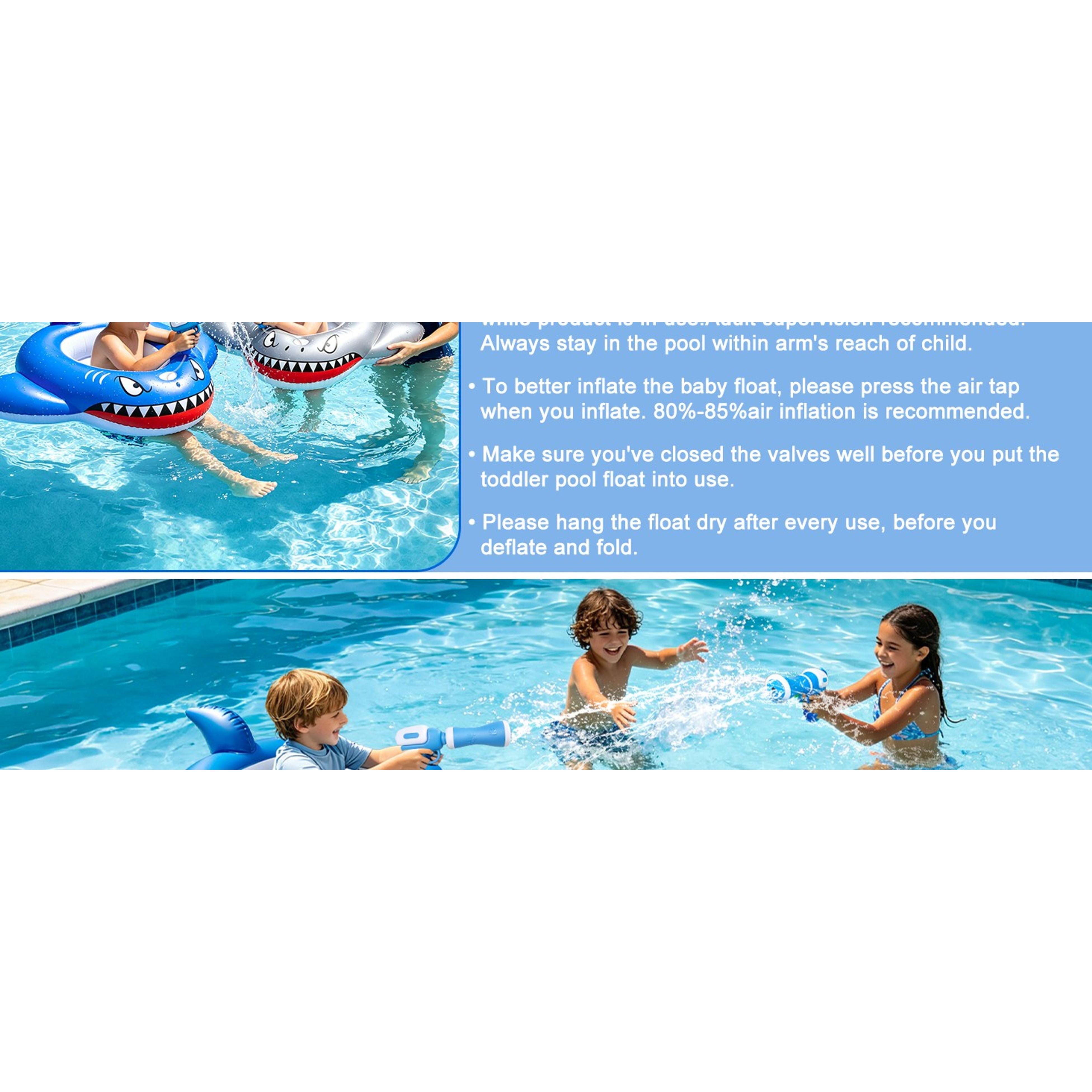2 Pack Inflatable Shark Pool Floats for Kids 3-11 - Toddler Floatie with Safety Seat, 2 Water Squirt Guns, Ride-On Toy, Summer Outdoor Water Game 2 Pack Inflatable Shark Pool Floats for Kids 3-11 - Toddler Floatie with Safety Seat, 2 Water Squirt Guns, Ride-On Toy, Summer Outdoor Water Game