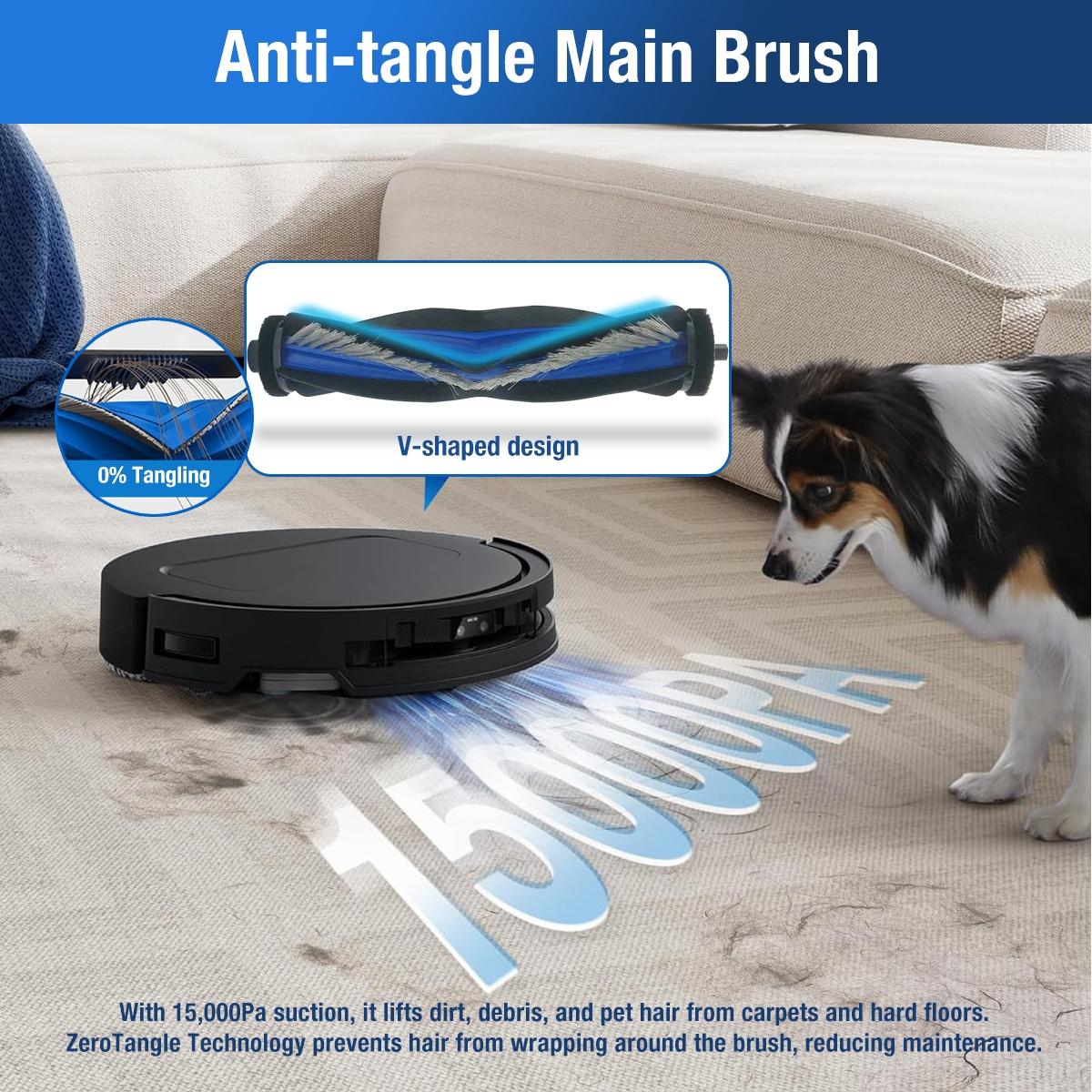 18 Pieces Accessories Replacement Parts for Ecovacs Deebot T50 Max/T50 Pro/T50 Omni/T50 Pro Omni, 1 Main Brush, 4 Filters, 4 Wipes, 4 Side Brushes, 4 Dust Bags, 1 Cleaning Brush