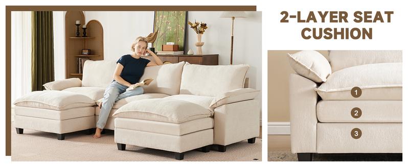 【2-3 Packages】110-143 Inch Modular Couch Sectionals with Ottoman, Big Comfy Cloud Couches, L/U Shaped 4-6 Seat Modular Sectional Sofa, Modern Cloud Sectional Couches for Living Room, Deep Seat Sofa