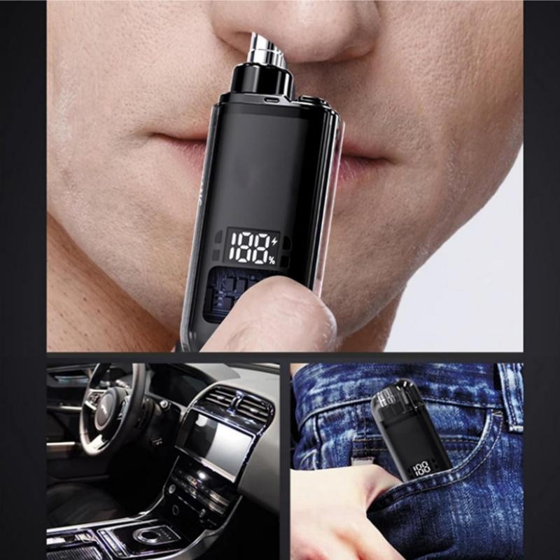 Nose Hair Trimmer for Men Women Rechargeable Painless Eyebrow Facial Hair Shaver LED Display Waterproof Dual Edge Blades Clipper Compact Portable IPX7 Safe Distance Trimming