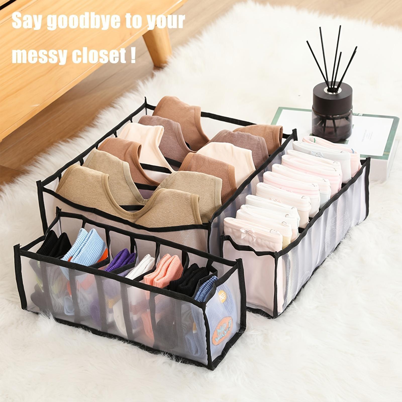 1Pc Foldable Grid Drawer Storage Box-multifunctional Breathable Underwear and Socks Storage Box, Multi-compartment Design, Space-saving Wardrobe Finishing Artifact, Ladies Fashion Accessories Clothing Storage Box