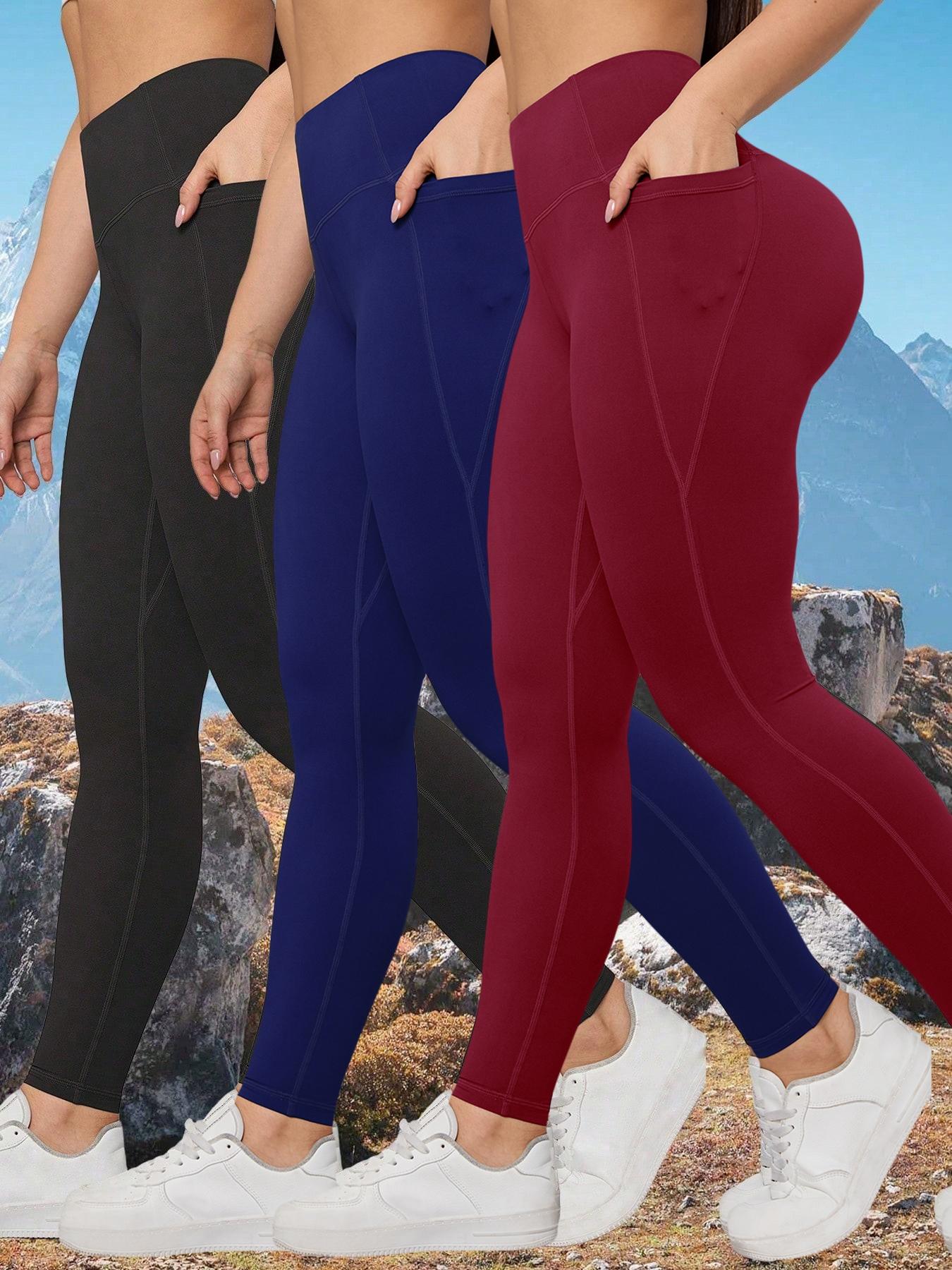 3 Pack Women's High Waist Yoga Pants with Pockets, Breathable Sweat-Wicking Tight-Fitting Outdoor Sports Leggings for All Seasons, Breathable Athletic Bottoms