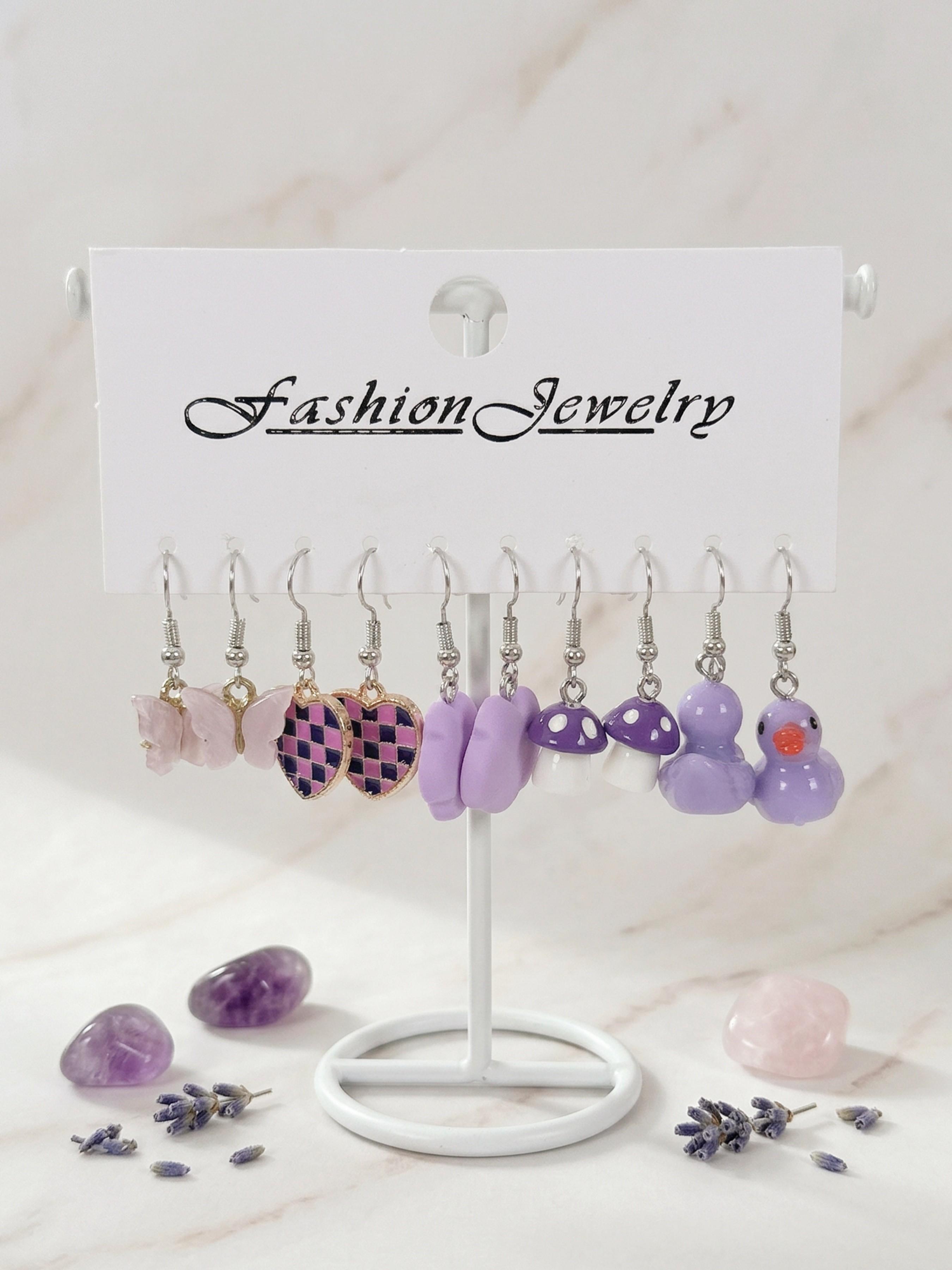 30pcs Fun Series Earrings Set, Cloud Duck Heart Grape Design, Cute Fashion Jewelry for Women, Unique Gift Idea