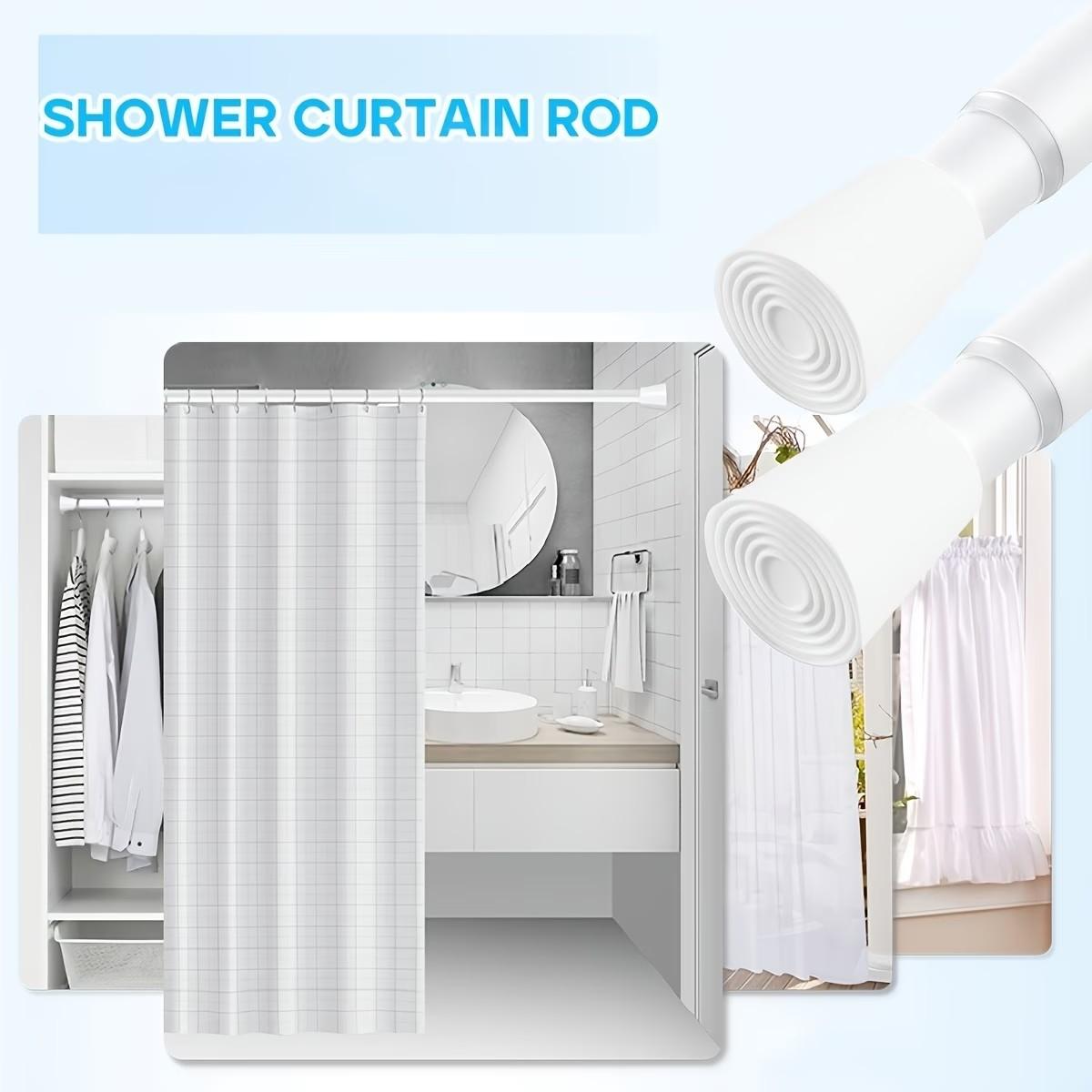 2 Pack No Drill Extendable Curtain Rod, Spring Tension Anti-Slip Adjustable Rod for Window, Bathroom, Wardrobe & Kitchen, Heavy Duty Multi-Use Organizer Rod