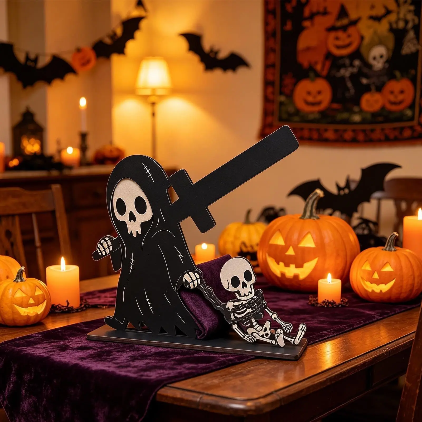 Halloween Paper Towel Holder, Gothic Trick or Treat Roll Dispenser, Perfect for Halloween Decorations, Unique Kitchen Accessory