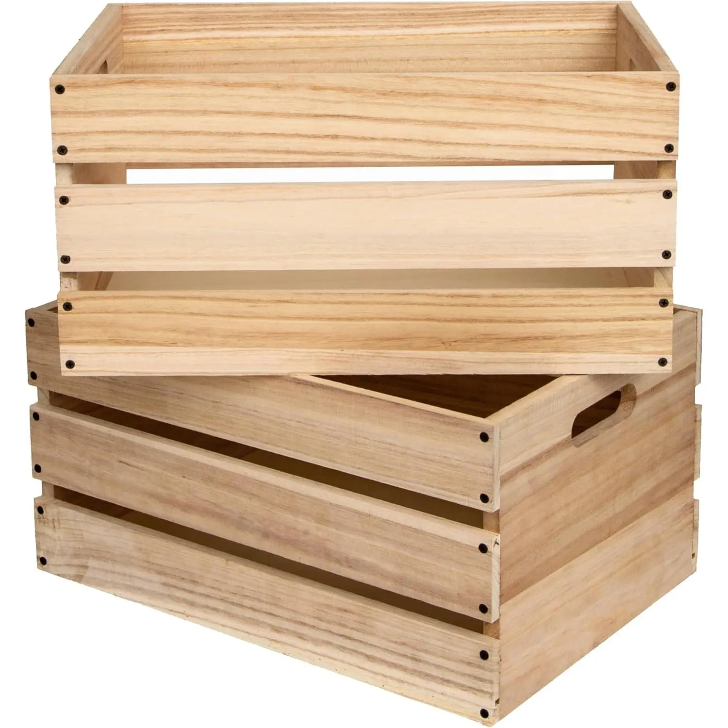 20"L Oversize Wooden Crates For Storage,Vinyl Record Storage Crates |  Style,Log Color, Size,For DIY,Rustic Decration,For Display,For  Milk Crates,
