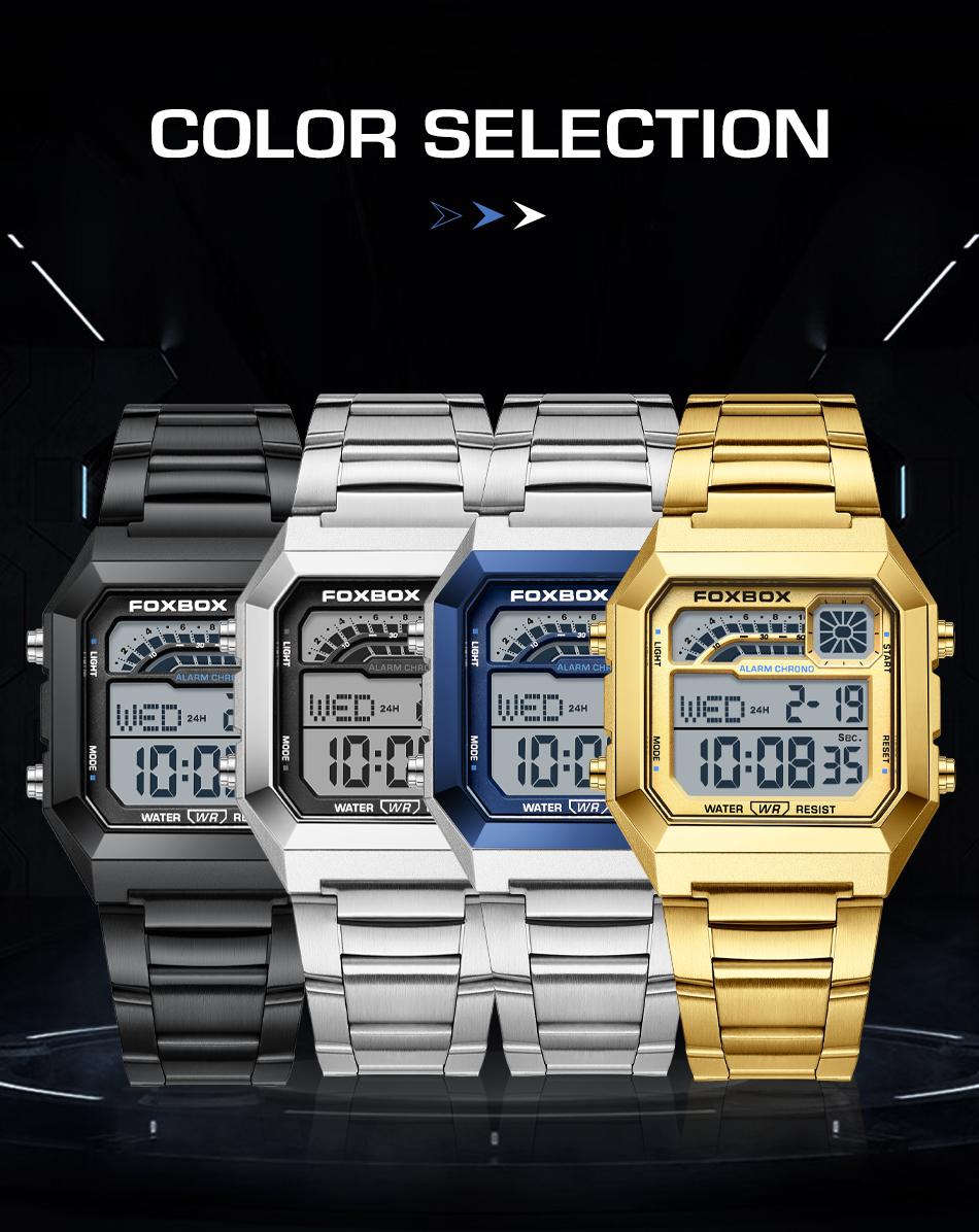 FOXBOX Men's Digital Fashion Watch - Alloy Case and Strap, Water-Resistant Design, Backlight, Time/Date/Weekday Display for Students and Adults FOXBOX Men's Digital Fashion Watch - Alloy Case and Strap, Water-Resistant Design, Backlight, Time/Date/Weekday Display for Students and Adults