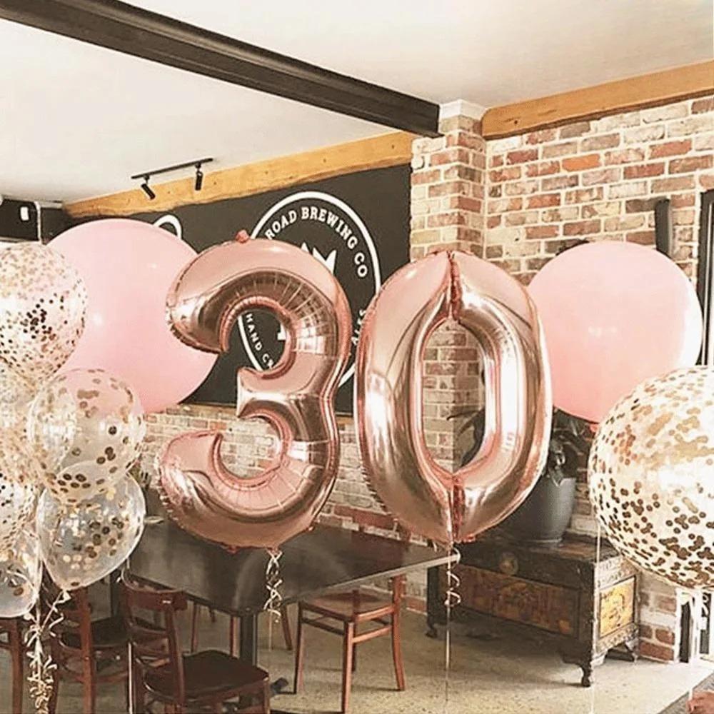 Durable 3D Rose Gold Number Balloons Set for Wedding Anniversary Party Decor, Romantic Metallic Backdrop Photo Props, Festival Celebration Background Wall Decoration