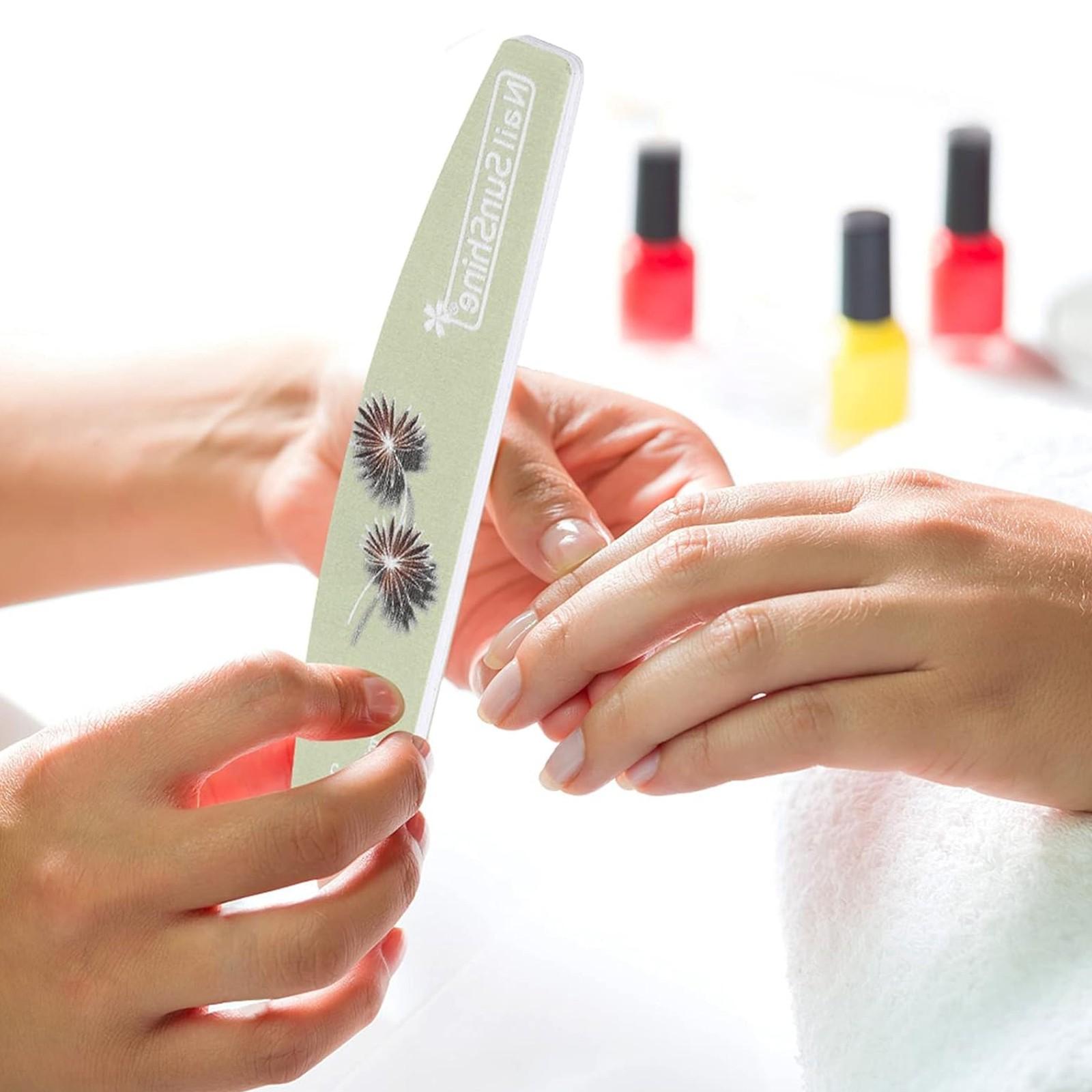 5-piece Nail File Set - Professional Half-Moon Nail File Double-Sided Sanding Board, Washable Nail Files and Buffing Block, Smooth and Shape Nails, Manicure and Pedicure Polishing Tool