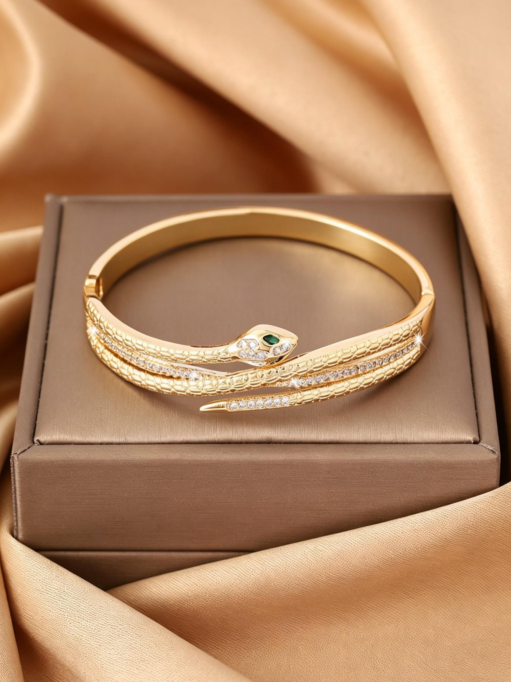 Multi-Layer Snake Open Zircon Bracelet, Elegant Fashion Accessory, Unique and Stylish, Versatile and Luxurious, Perfect for Any Occasion