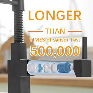 BESy Morden Square Matte Black Kitchen Faucet, Single Handle 2 Function Pull Down, Commercial Solid Brass Spring Rv Square Kitchen Sink Faucet with Pull Down Sprayer Laundry Faucet